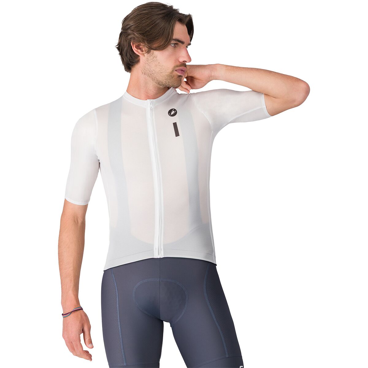 Image of Castelli Drittone Logo Jersey - Men's White/Black, L