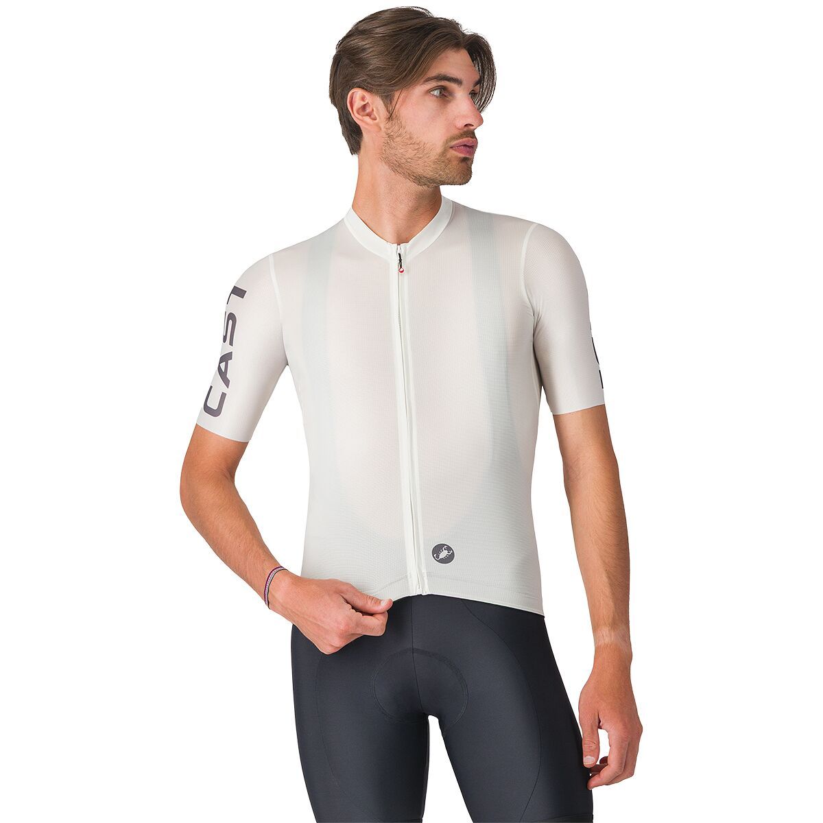 Image of Castelli Entrata Apex Jersey - Men's Ivory/Smoky Gray, M