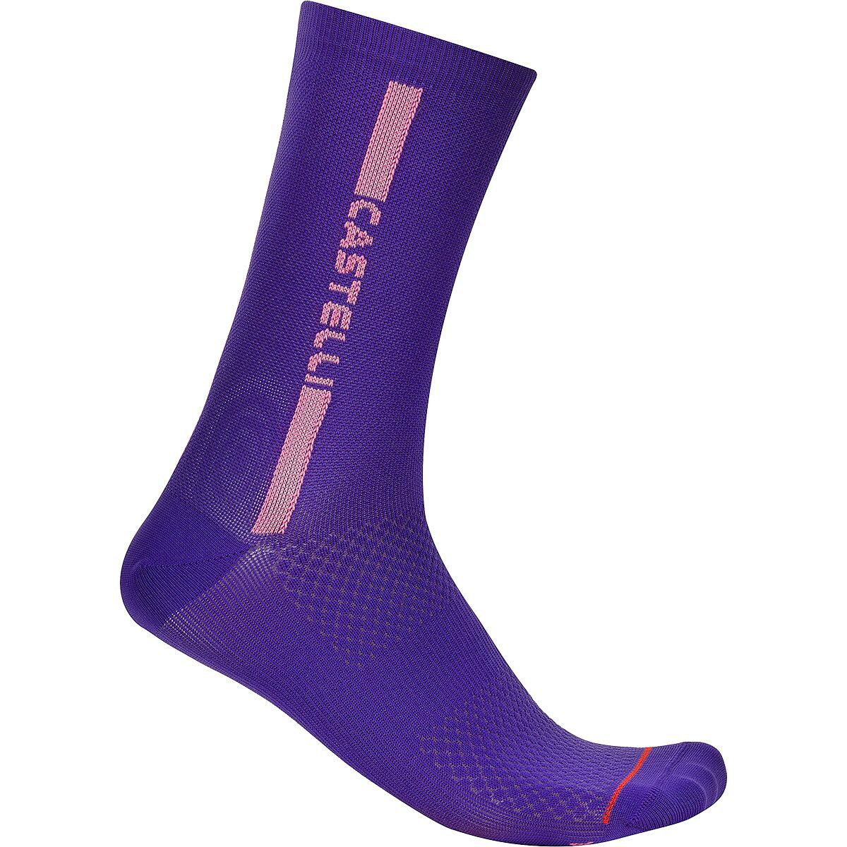 Image of Castelli Linea Logo 15 Sock Ultraviolet/Rosa Giro, XXL