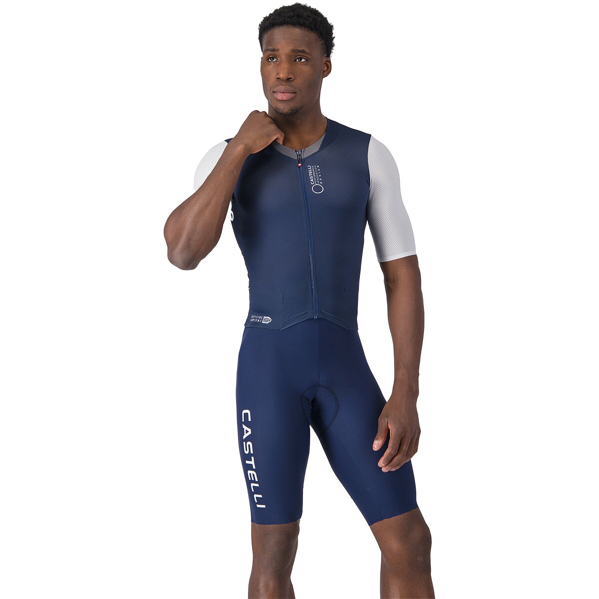 Image of Castelli Saturday Morning Skinsuit - Men's Belgian Blue/White, XS