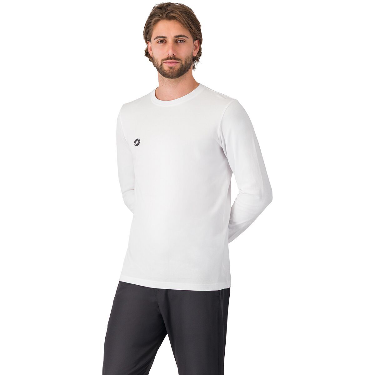 Image of Castelli Sleeve Logo Long-Sleeve T-Shirt - Men's White, L