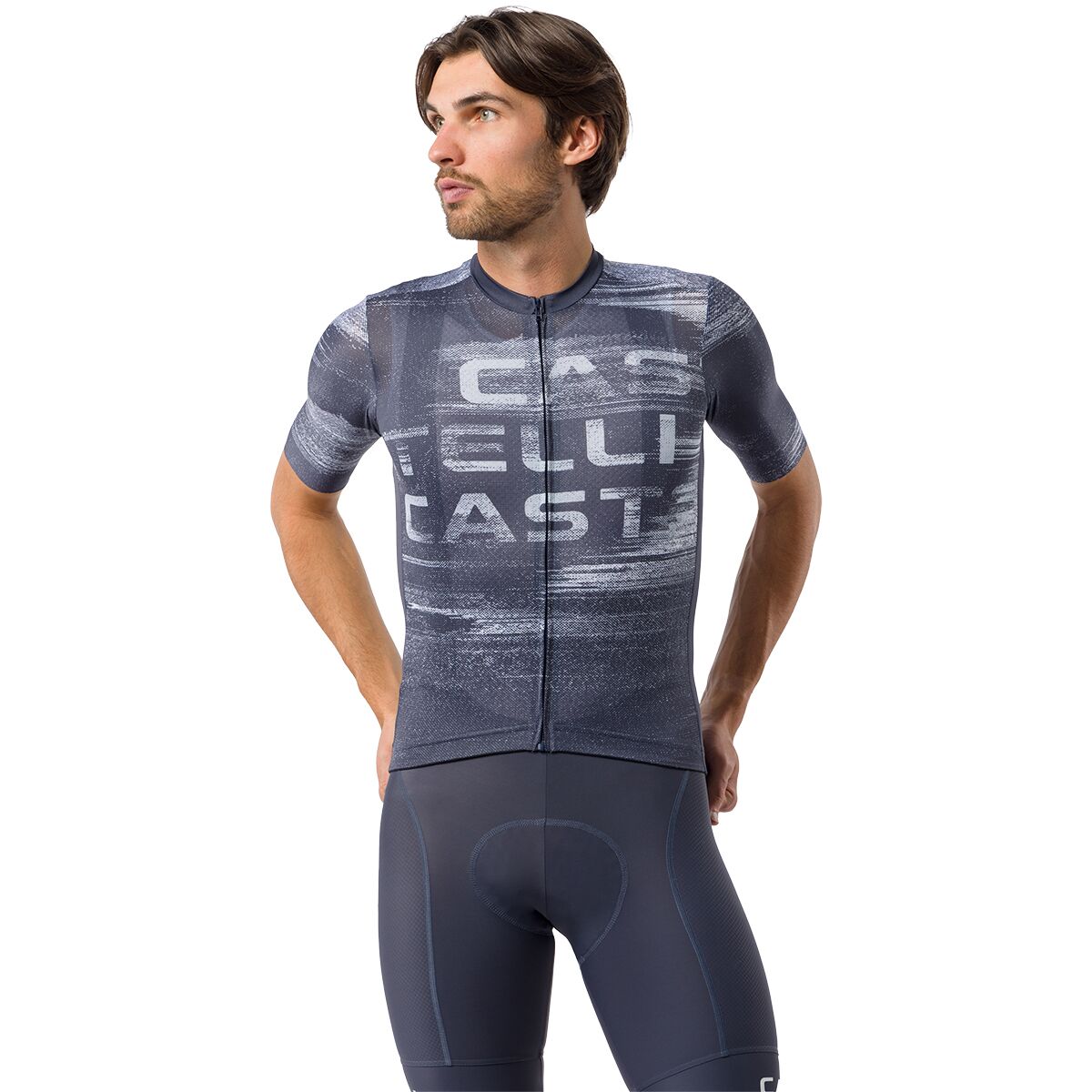 Image of Castelli Stratus Logo Jersey - Men's Twilight Blue/Winter Sky, M