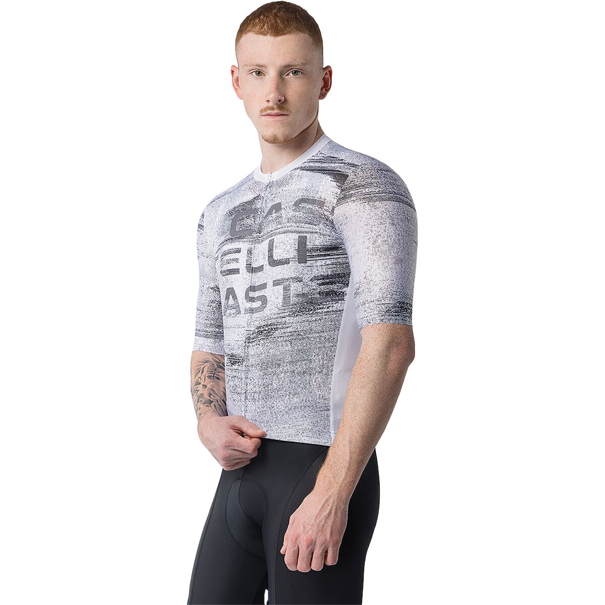 Image of Castelli Stratus Logo Jersey - Men's White/Smoky Gray, XXL