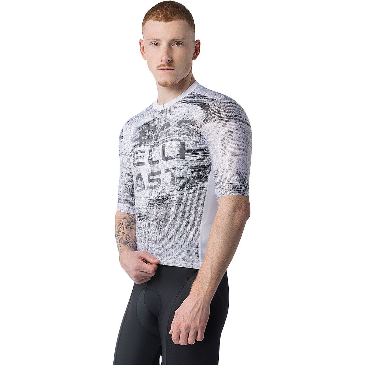Image of Castelli Stratus Logo Jersey - Men's White/Smoky Gray, S