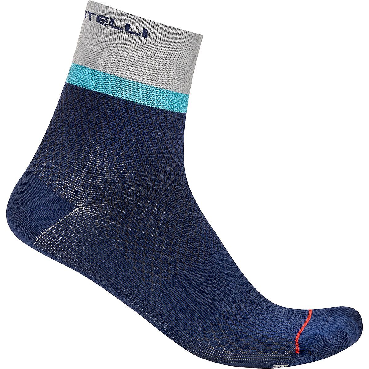 Image of Castelli Tonal Logo 12 Sock - Women's Belgian Blue/Silver Gray-Neon Cobalt, S/M
