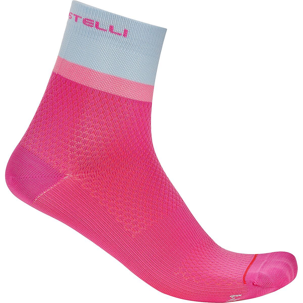 Image of Castelli Tonal Logo 12 Sock - Women's Violet Pink/Winter Sky-Rosa Giro, S/M