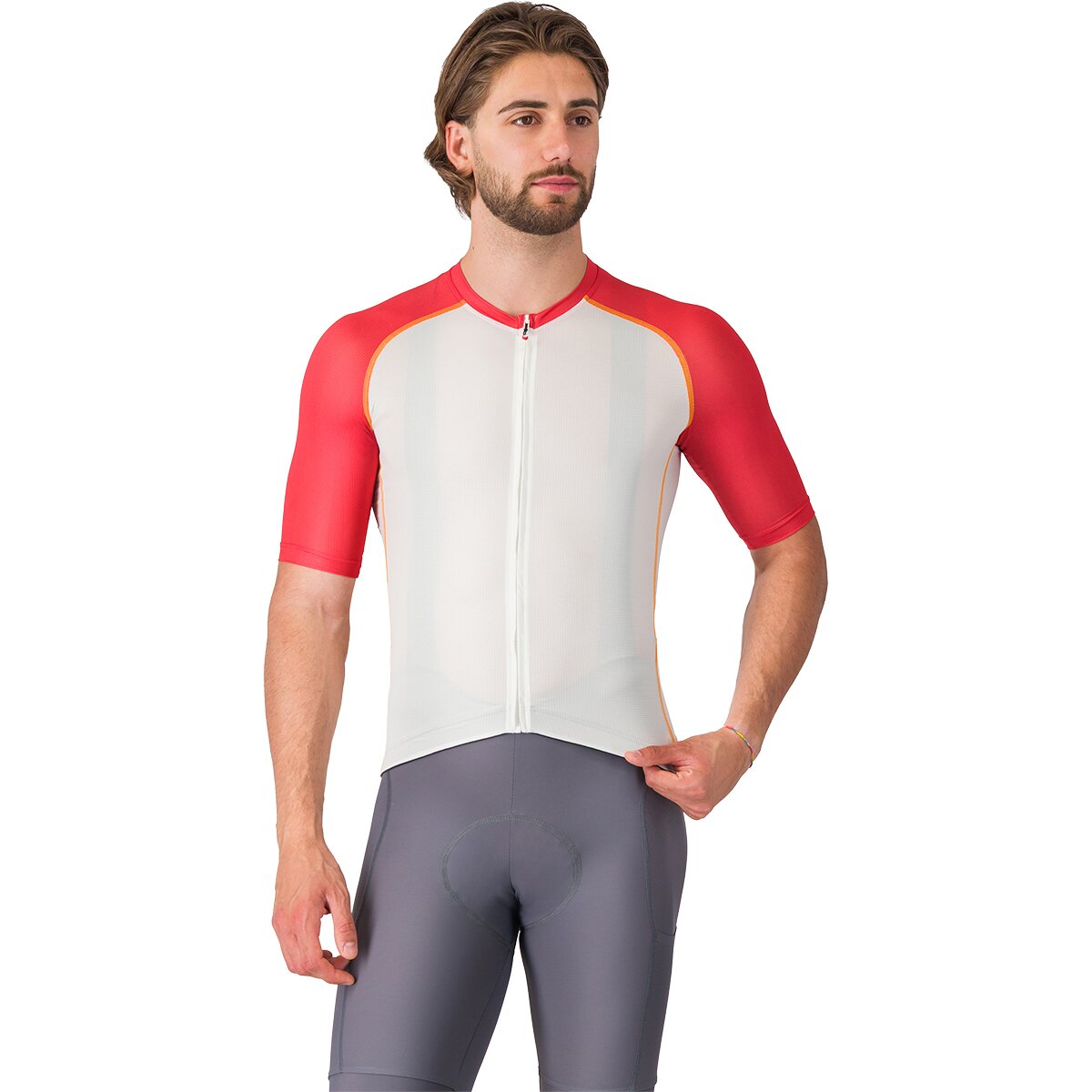 Castelli Castelli Unlimited Endurance 3 Jersey - Men's Ivory/Rich Red-Vivid Orange, XXL