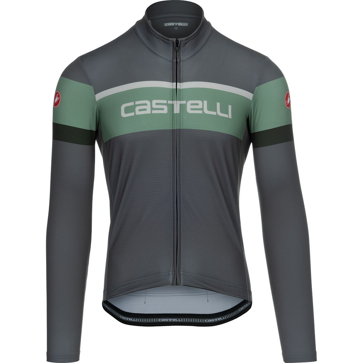 Image of Castelli Passista Limited Edition Full Zip Jersey - Men's Gunmetal Gray/Green Pepper/Deep Green, XXL