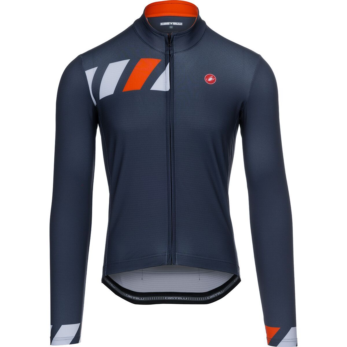 Image of Castelli Pisa Thermal Limited Edition Jersey - Men's Dark Steele Blue/Silver Gray/Fiery Red, XXL