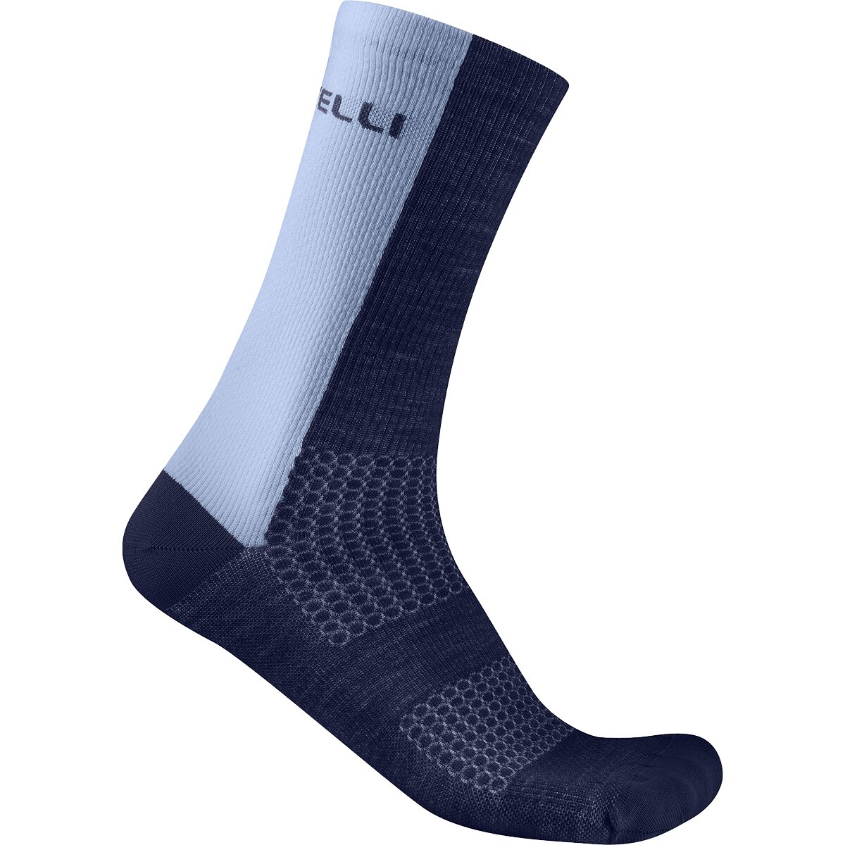 Image of Castelli Castelli Logo 18 Merino Sock Belgian Blue/Steel Fade, L/XL