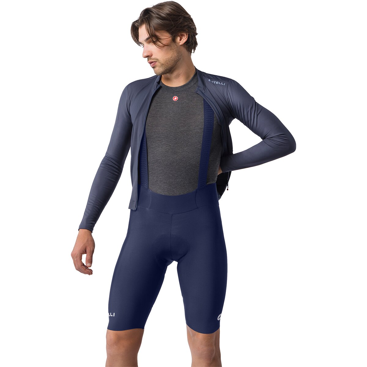Image of Castelli Espresso Thermal Bibshort - Men's Belgian Blue, L