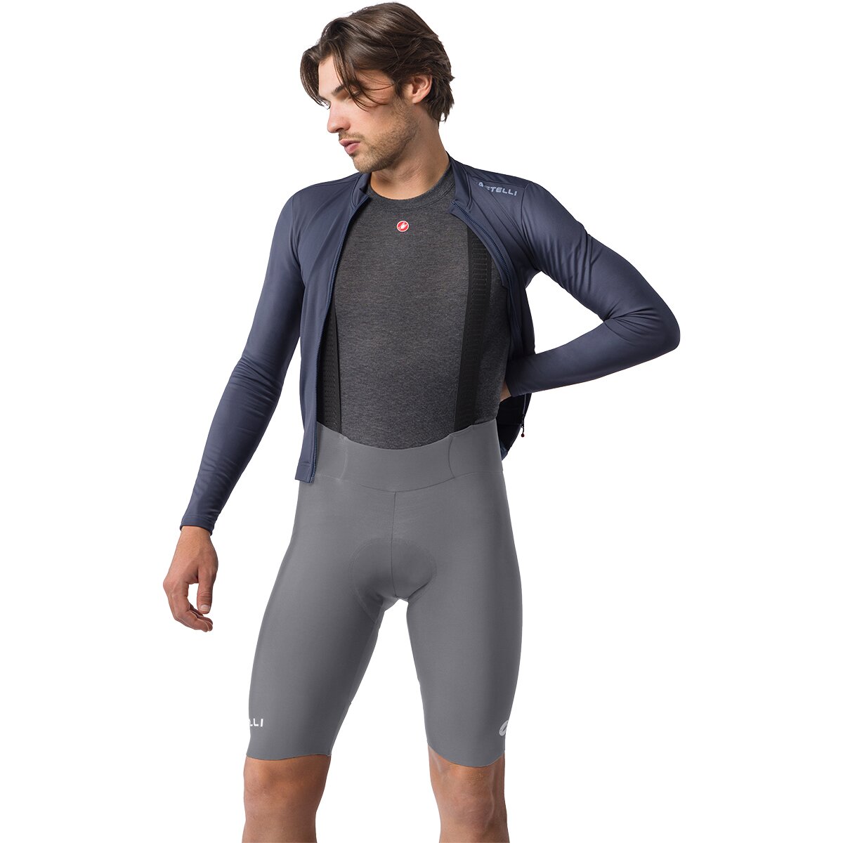 Image of Castelli Espresso Thermal Bibshort - Men's Smoky Gray, L