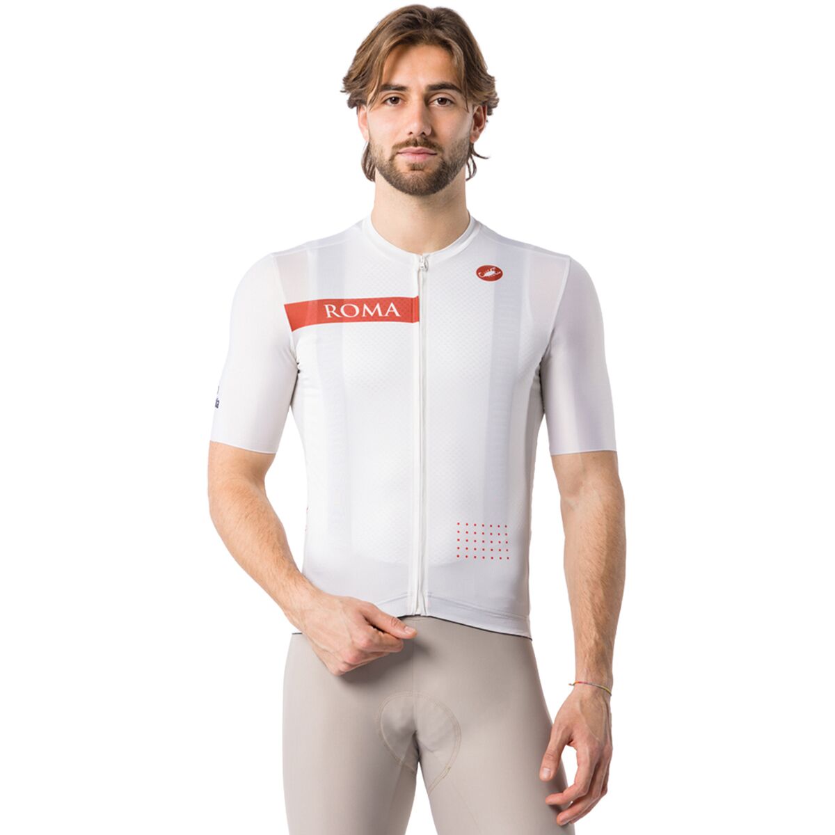 Image of Castelli #GIRO109 Rome Short-Sleeve Jersey - Men's Chalk/Red Ochre, L