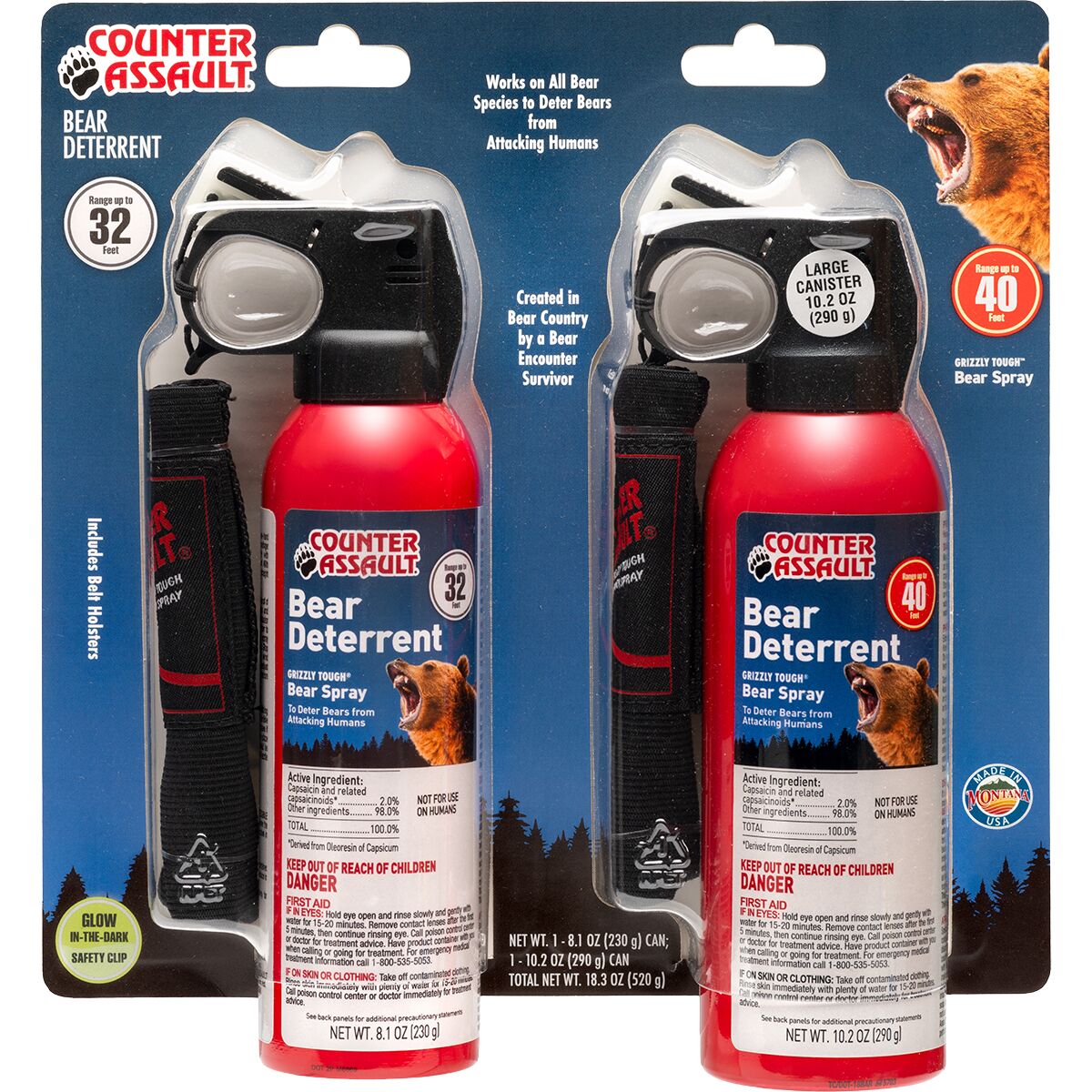 Counter Assault Counter Assault 8.1oz Canister & 10.2oz Canister with Belt Holsters One Color, Magnum Pack
