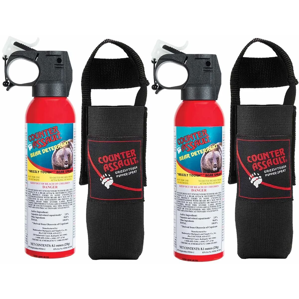 Image of Counter Assault 8.1oz Bear Deterrent Spray - 2-Pack + Belt Holster One Color, One Size