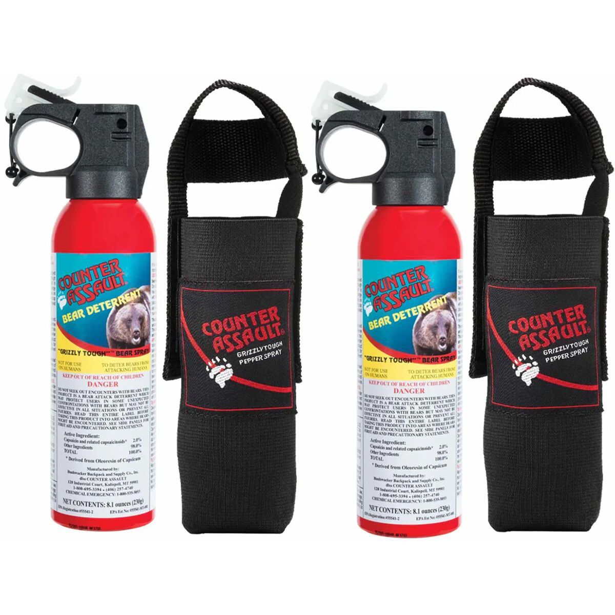 Image of Counter Assault 8.1oz Bear Deterrent Spray - 2-Pack + Belt Holster One Color, One Size