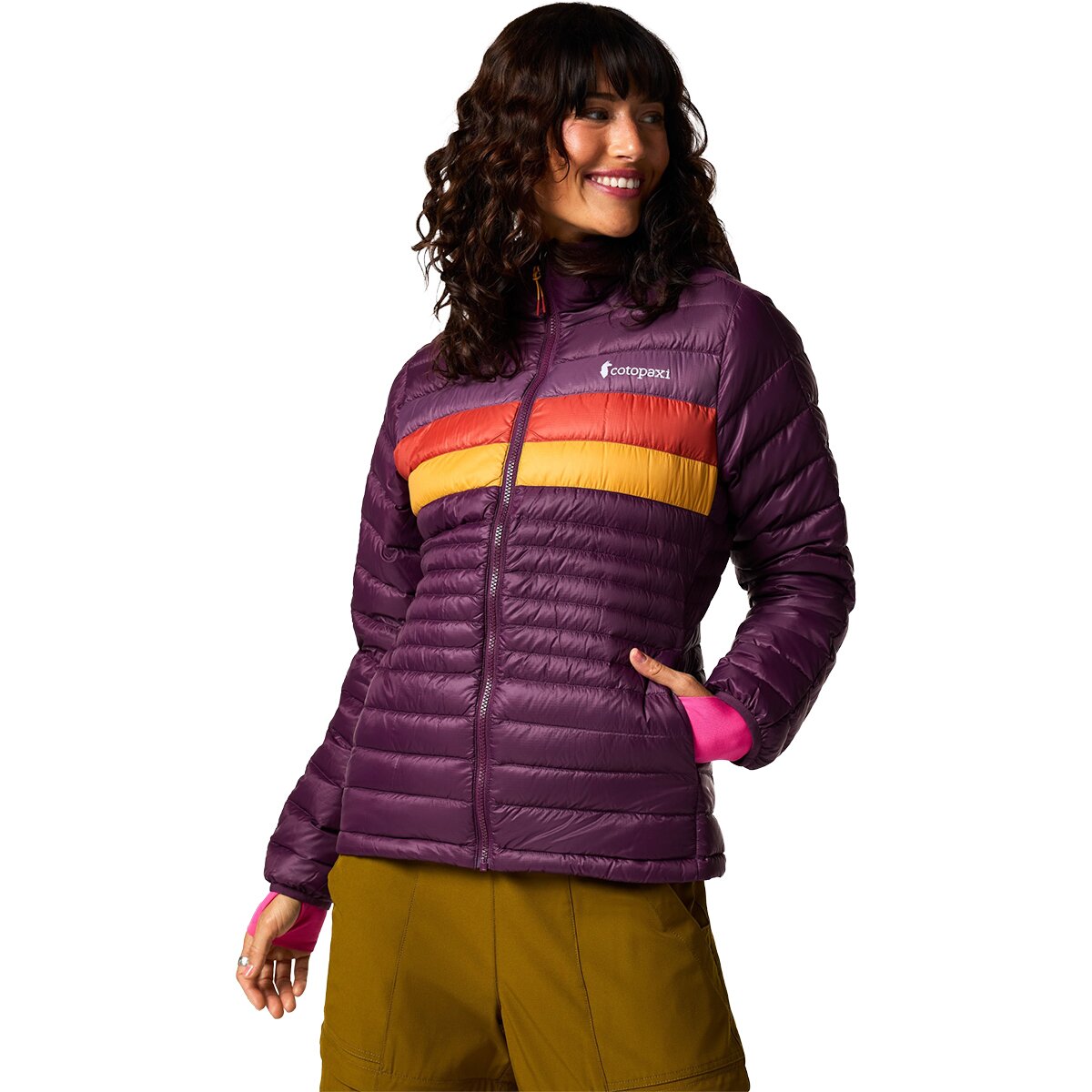 Image of Cotopaxi Fuego Hooded Down Jacket - Women's Acai Stripes, M