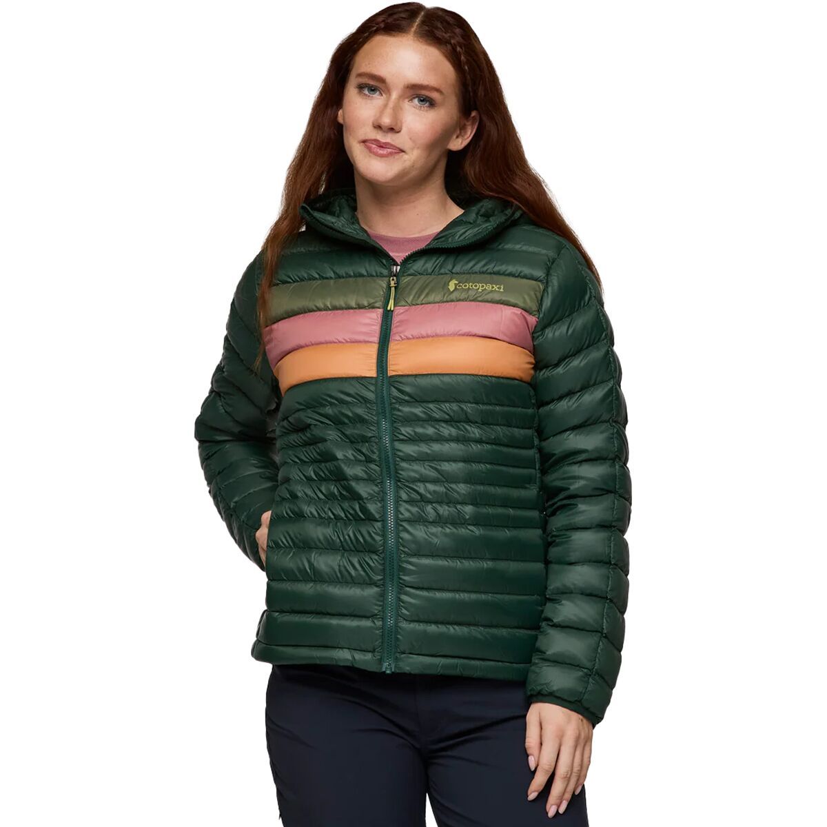 Image of Cotopaxi Fuego Hooded Down Jacket - Women's Cargo Stripes, M