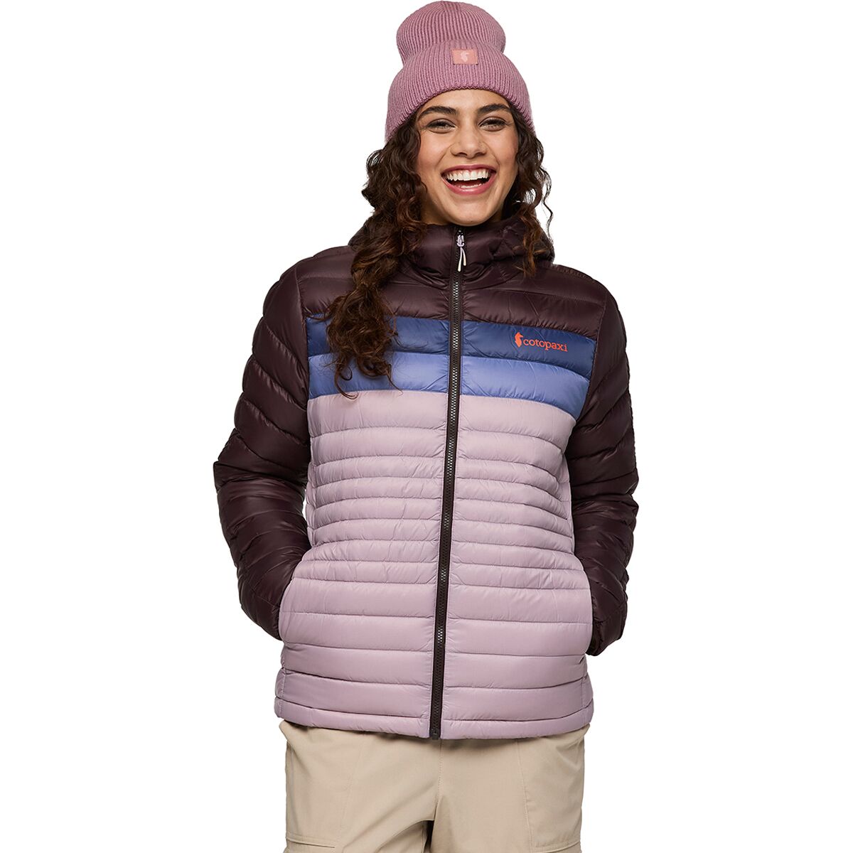 Image of Cotopaxi Fuego Hooded Down Jacket - Women's Coffee/Quartz, XS