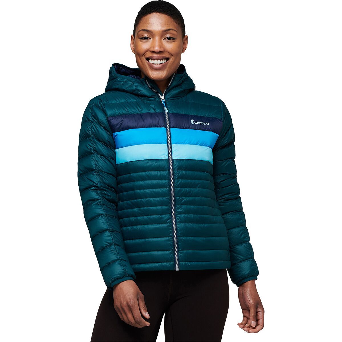 Cotopaxi Fuego Hooded Down Jacket - Women's Deep Ocean Stripes, S