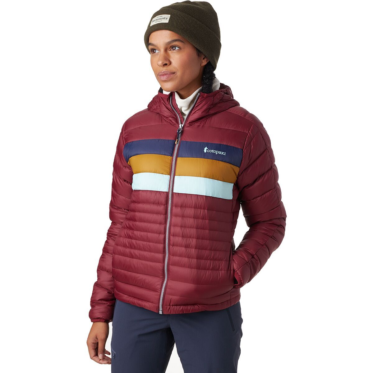 Cotopaxi Fuego Hooded Down Jacket - Women's Port Stripes, L