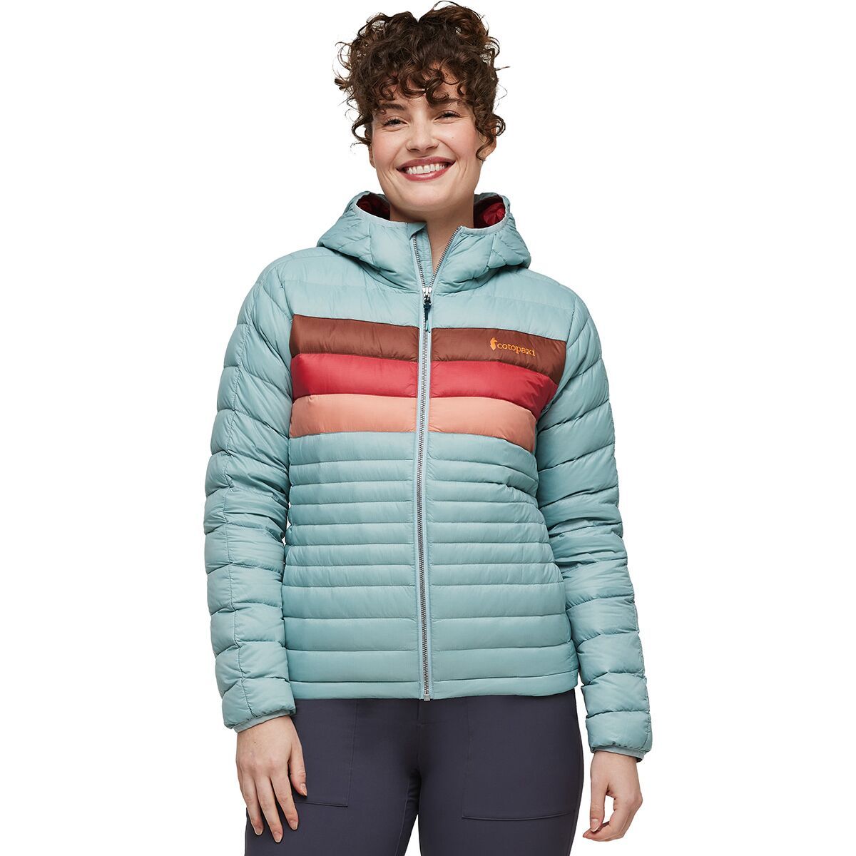 Cotopaxi Fuego Hooded Down Jacket - Women's Sea Spray Stripes, L