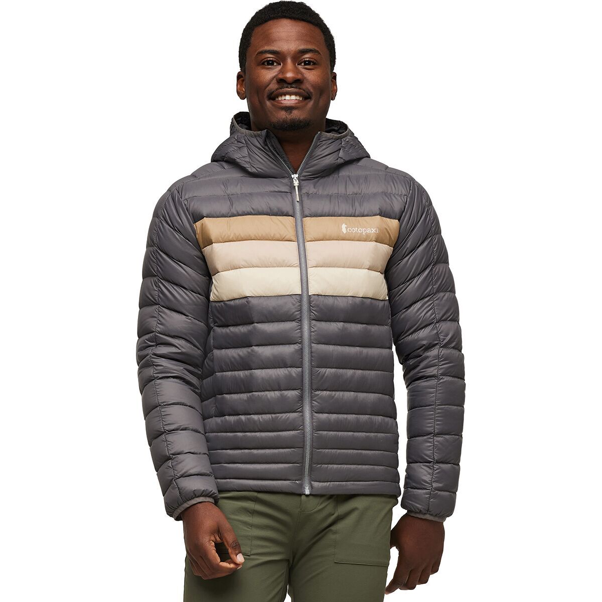 Cotopaxi Fuego Hooded Down Jacket - Men's Cinder Stripes, M