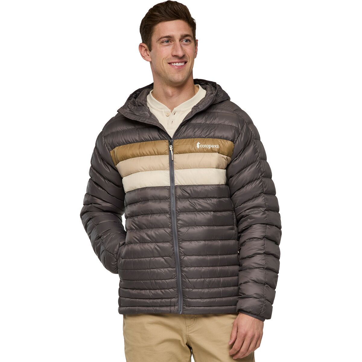 Image of Cotopaxi Fuego Hooded Down Jacket - Men's Cinder Stripes2, L