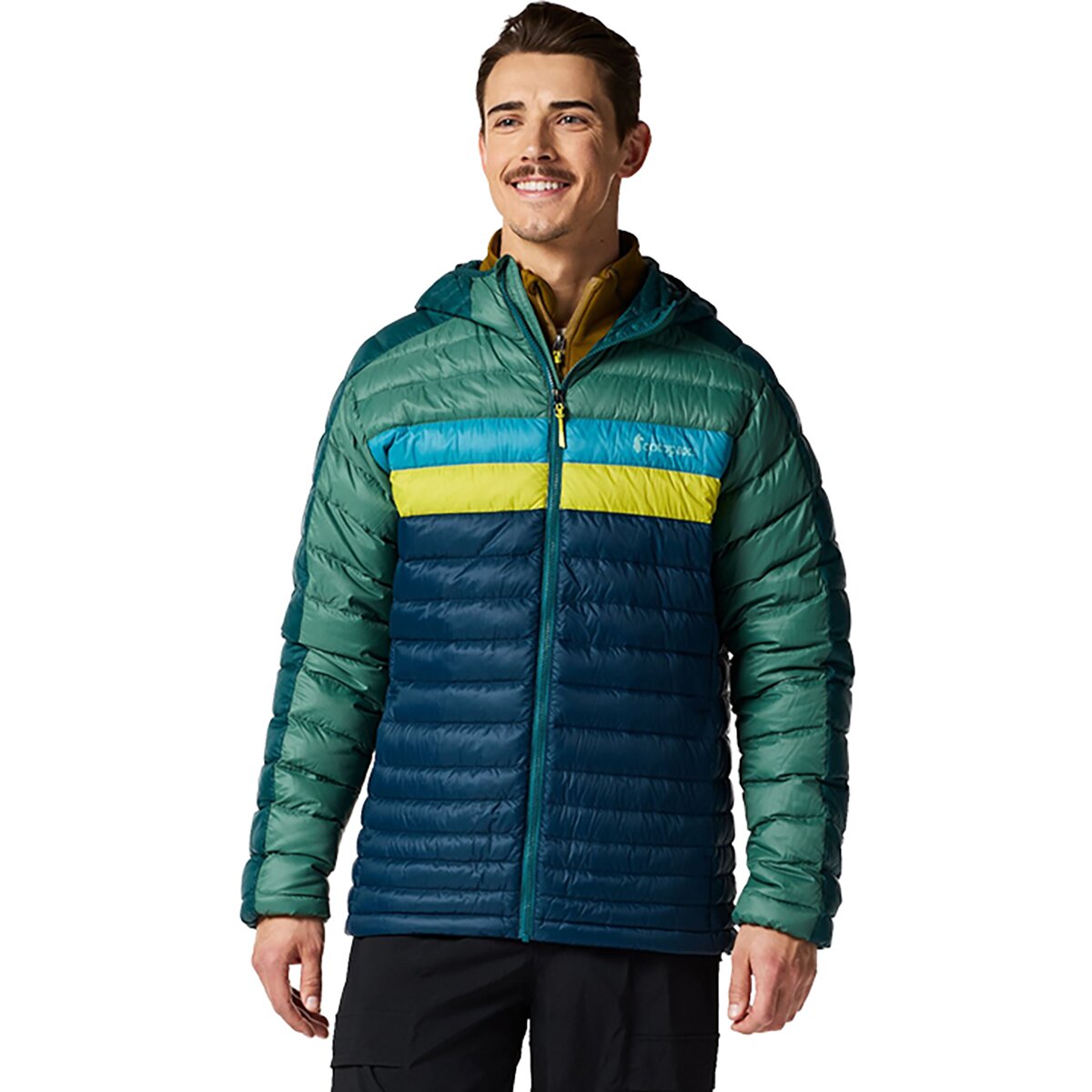 Image of Cotopaxi Fuego Hooded Down Jacket - Men's Deep Ocean Block, L