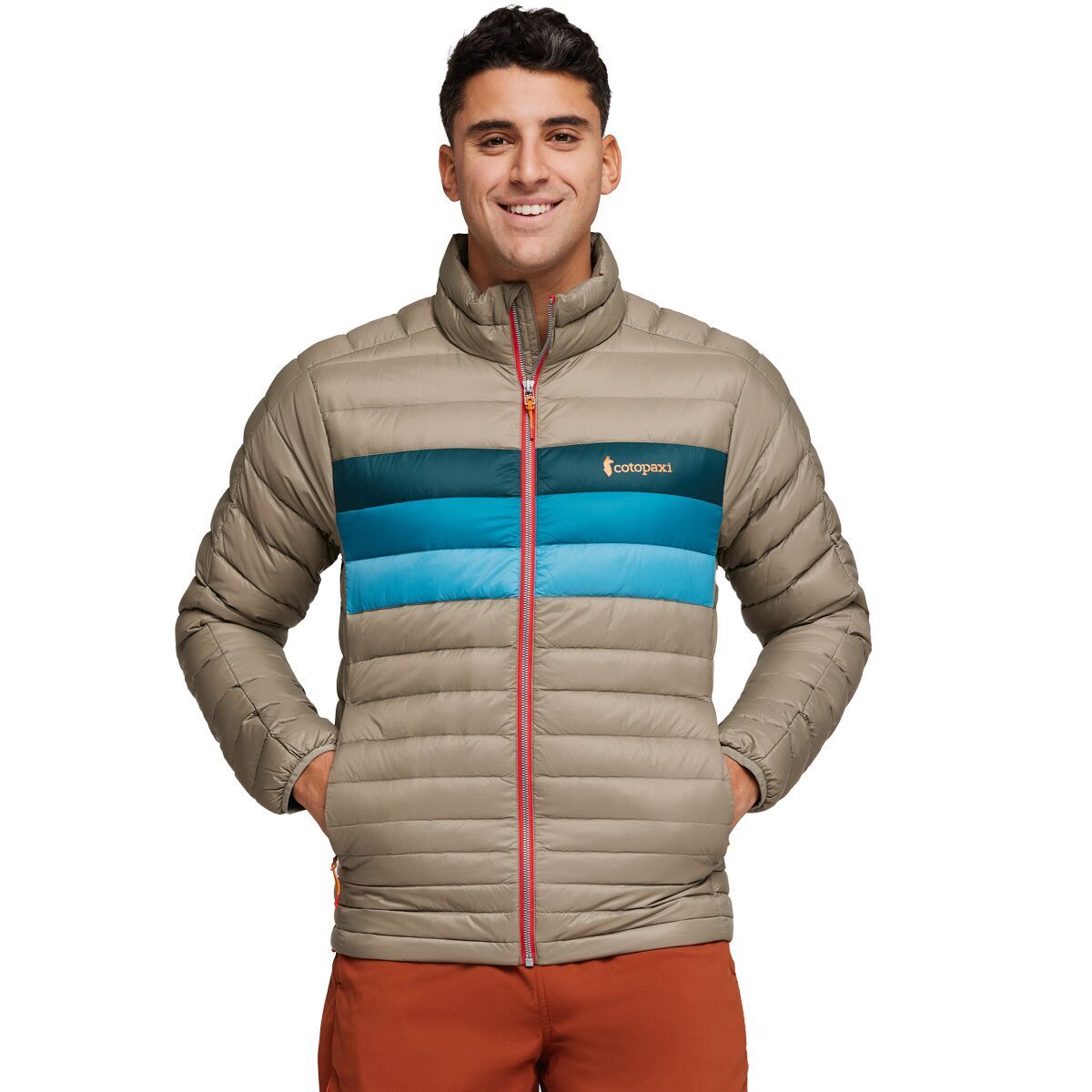 Cotopaxi Fuego Hooded Down Jacket - Men's Stone Stripes, 3XL