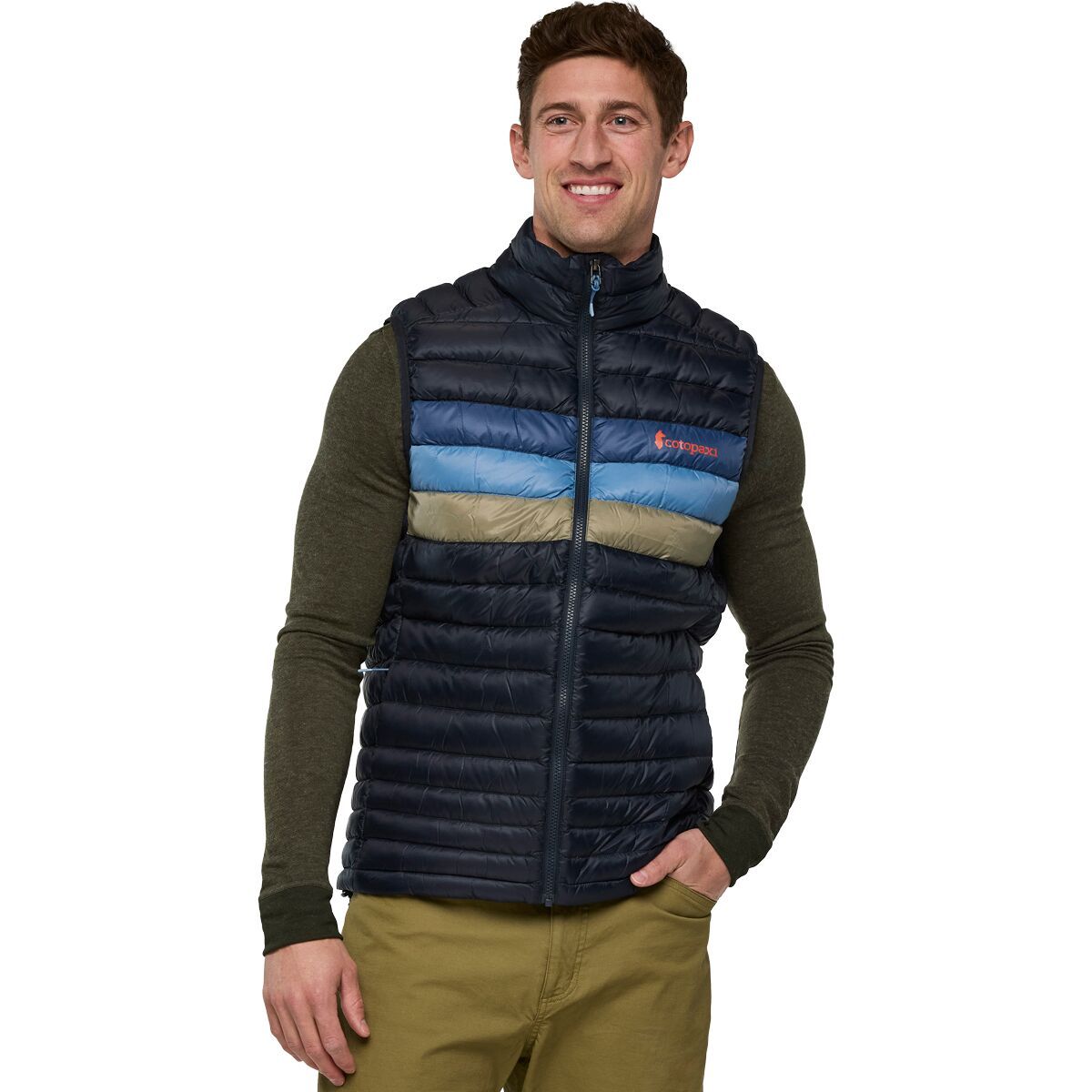 Image of Cotopaxi Fuego Down Vest - Men's Carbon Stripes, L