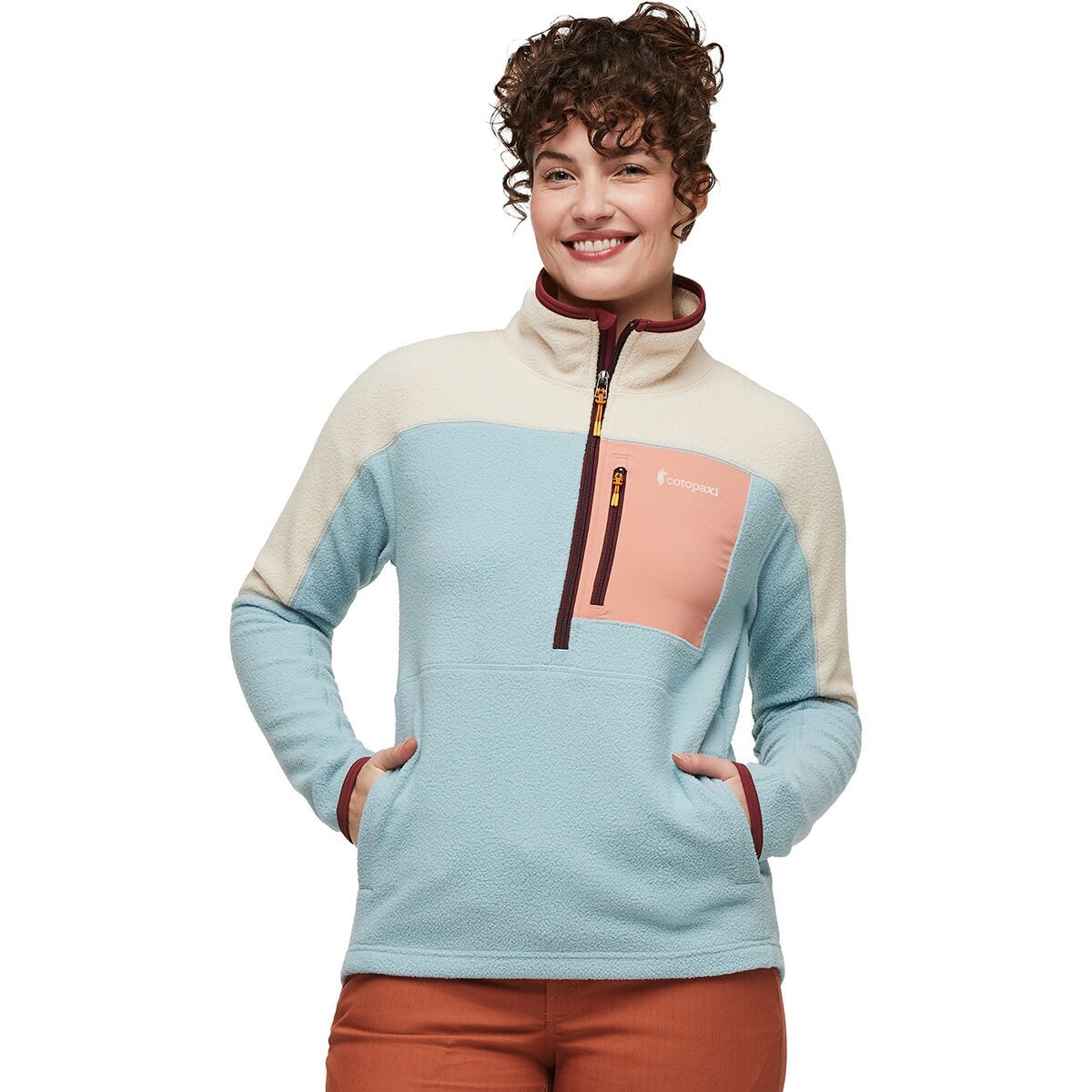 Image of Cotopaxi Abrazo Half-Zip Fleece Jacket - Women's Cream/Sea Spray, XS