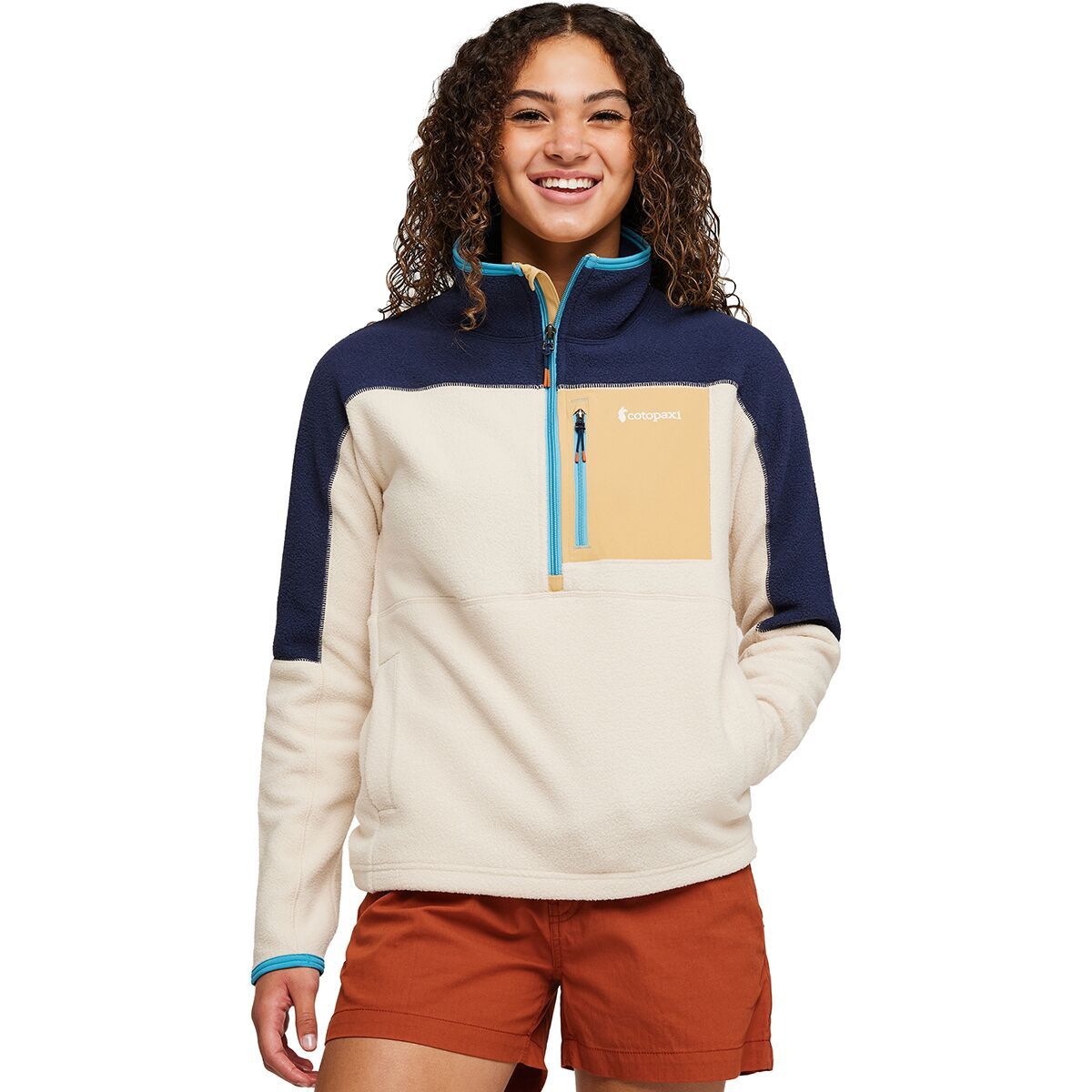 Cotopaxi Abrazo Half-Zip Fleece Jacket - Women's Maritime & Cream, XXS