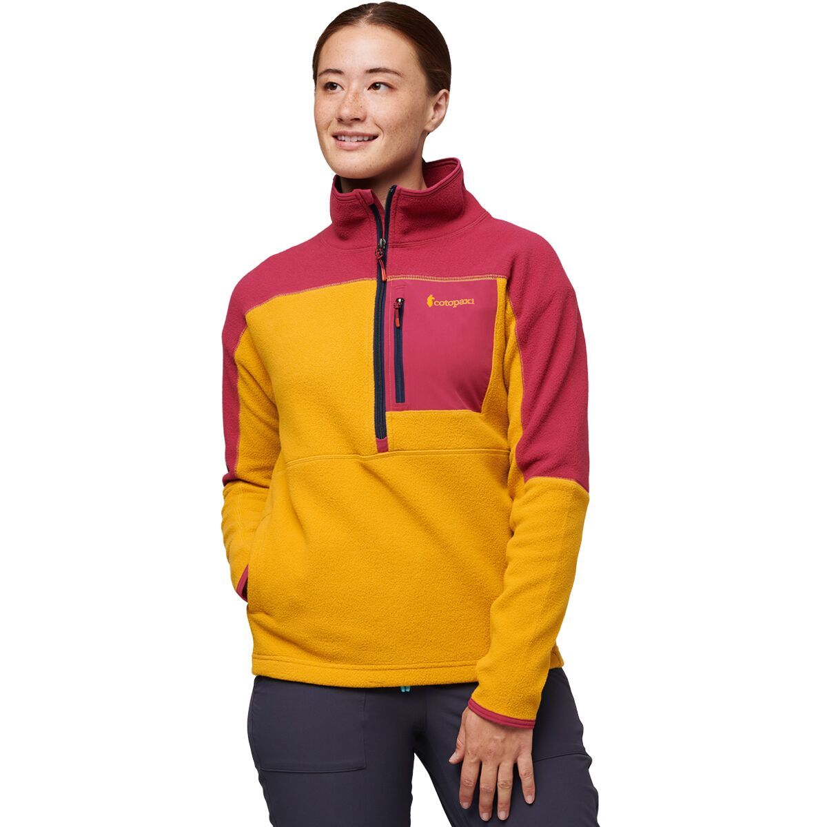 Cotopaxi Abrazo Half-Zip Fleece Jacket - Women's Raspberry/Amber, XL