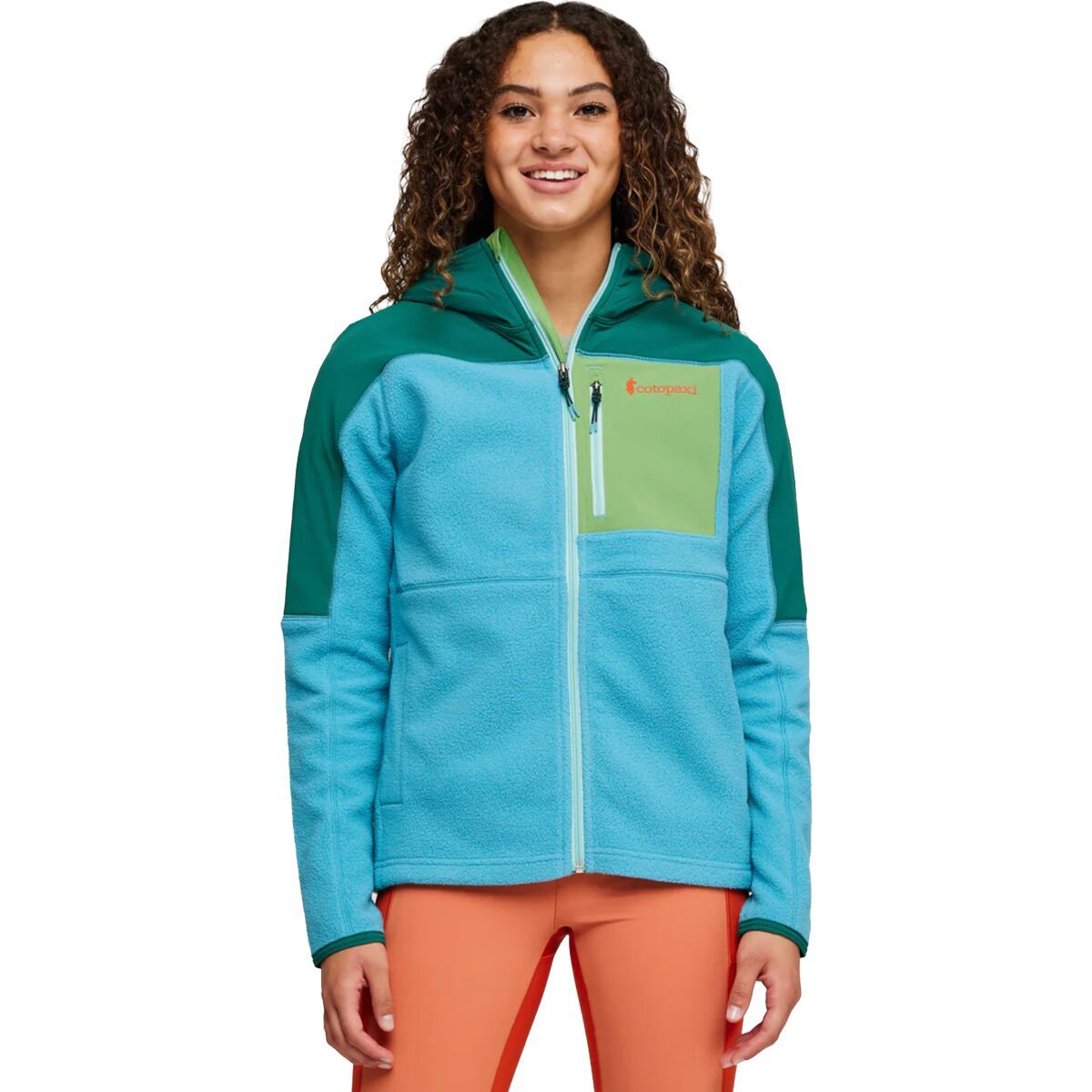 Cotopaxi Abrazo Hooded Full-Zip Fleece Jacket - Women's Greenery & Poolside, XXL