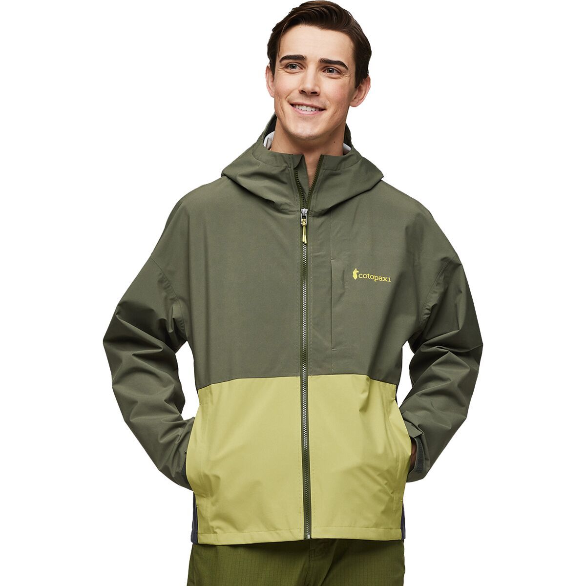 Cotopaxi Cielo Rain Jacket - Men's Fatigue/Lemongrass, XL