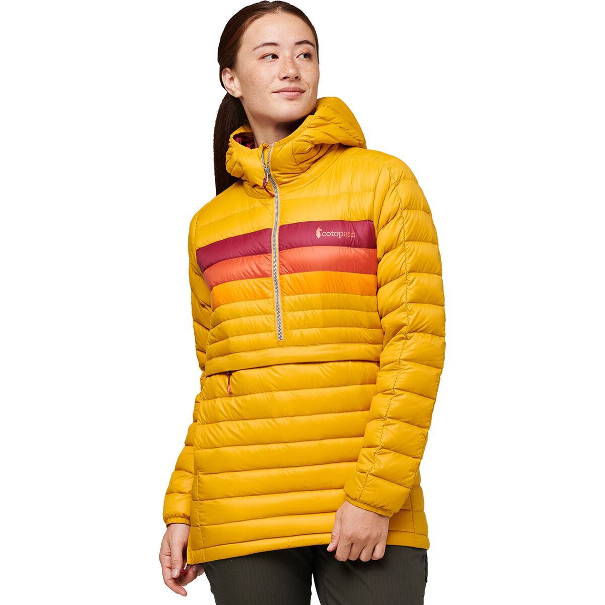 Cotopaxi Fuego Down Hooded Pullover - Women's Amber Stripes, XL