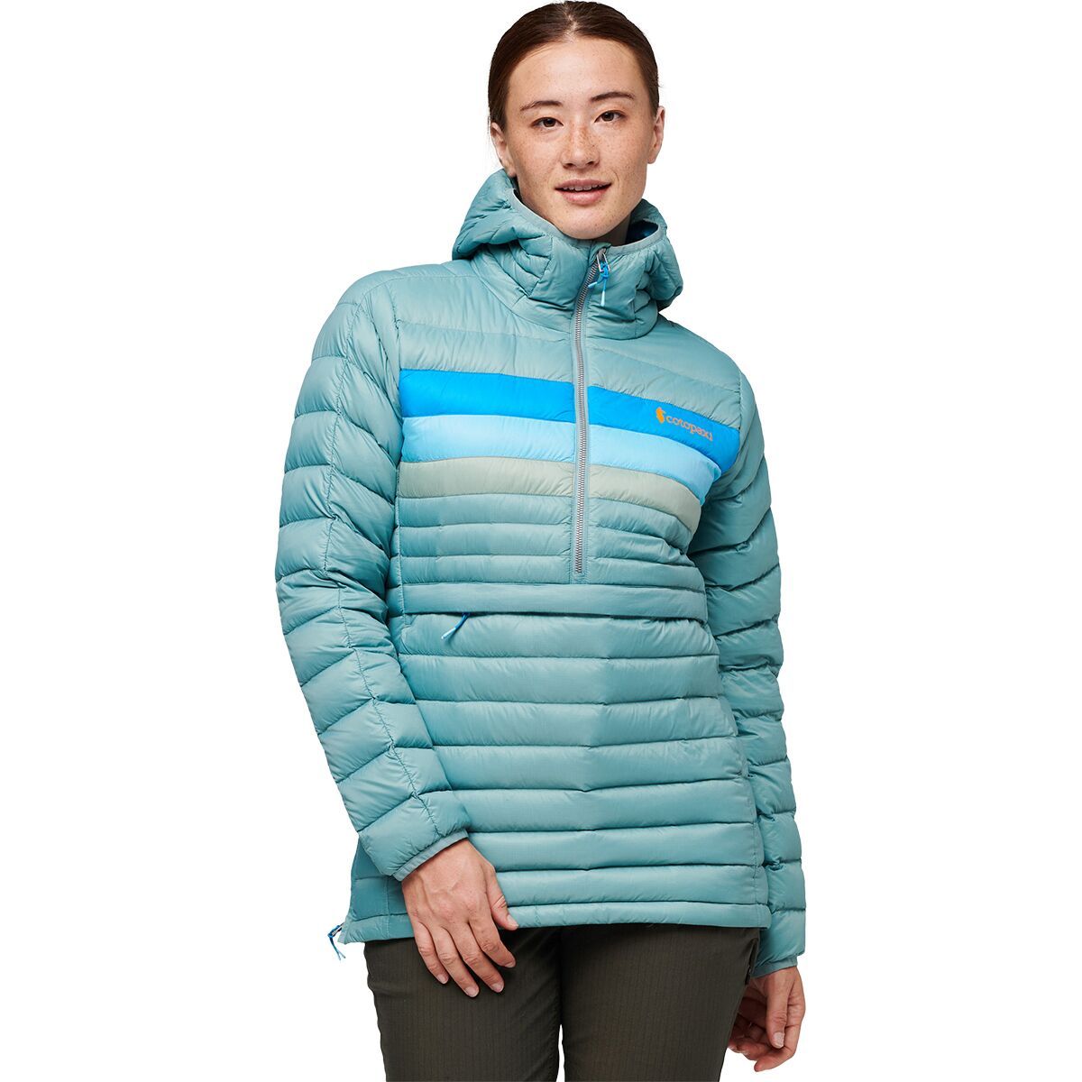 Cotopaxi Fuego Down Hooded Pullover - Women's Bluegrass Stripes, XXS