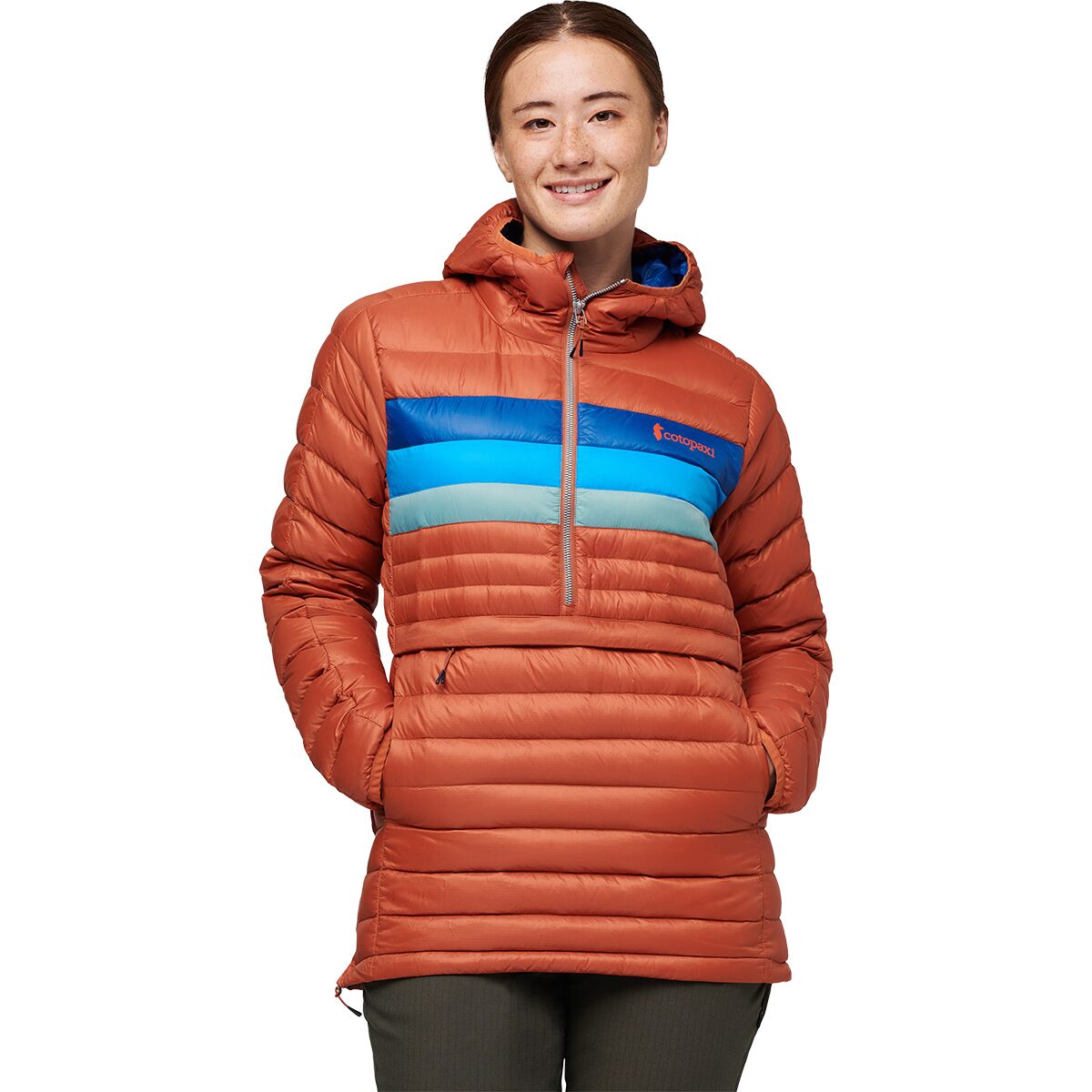 Cotopaxi Fuego Down Hooded Pullover - Women's Spice Stripes, XXS
