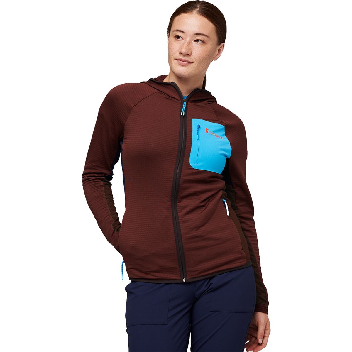 Cotopaxi Otero Fleece Full-Zip Hooded Jacket - Women's Chestnut/Maritime, M