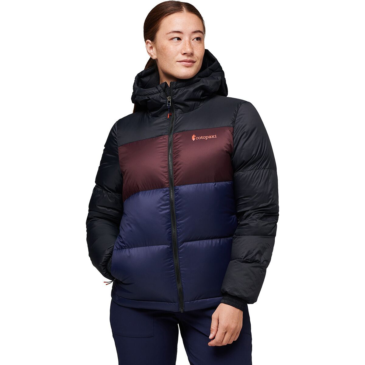 Cotopaxi Solazo Hooded Down Jacket - Women's Black/Maritime, S