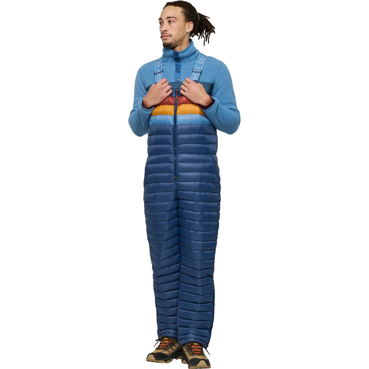 Image of Cotopaxi Fuego Down Overall - Men's Deep Sea Stripes, XXL