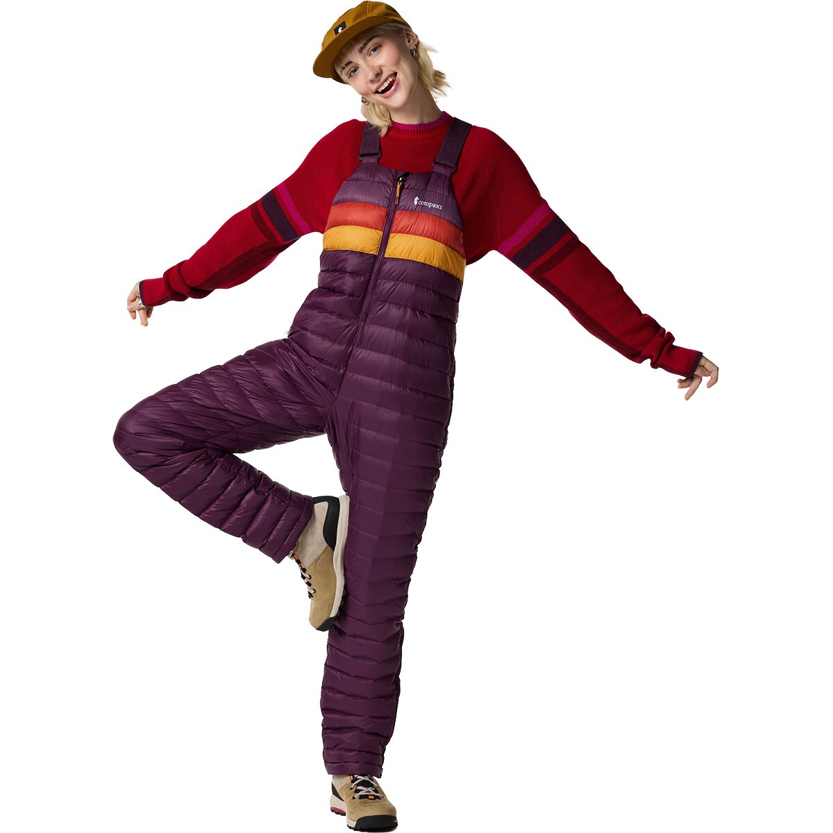 Image of Cotopaxi Fuego Down Overall - Women's Acai Stripes, XS