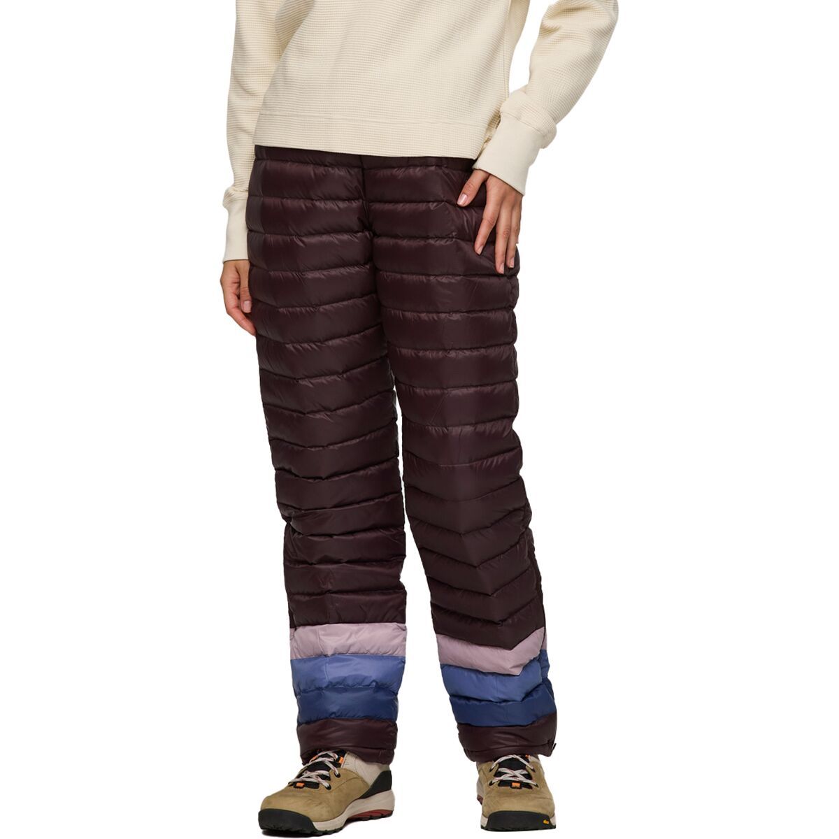 Image of Cotopaxi Fuego Down Pant - Women's Coffee Stripes, L