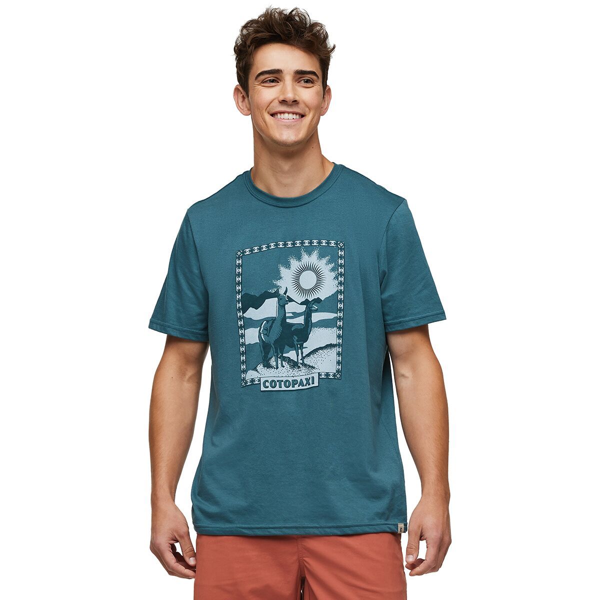 Cotopaxi Llama Greetings Organic T-Shirt - Men's Blue Spruce, M