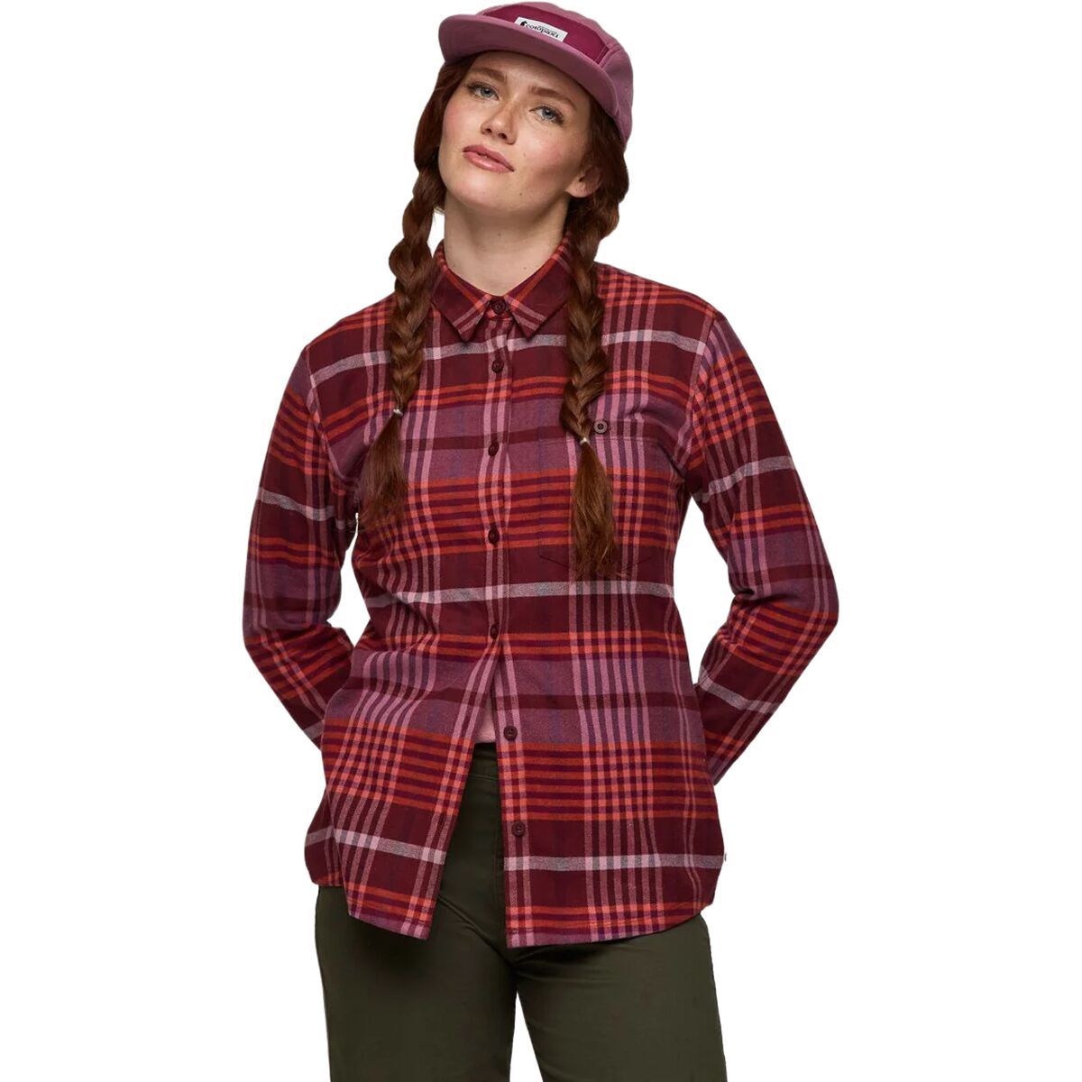 Image of Cotopaxi Quedo Flannel Long-Sleeve Shirt - Women's Mulberry Plaid, S