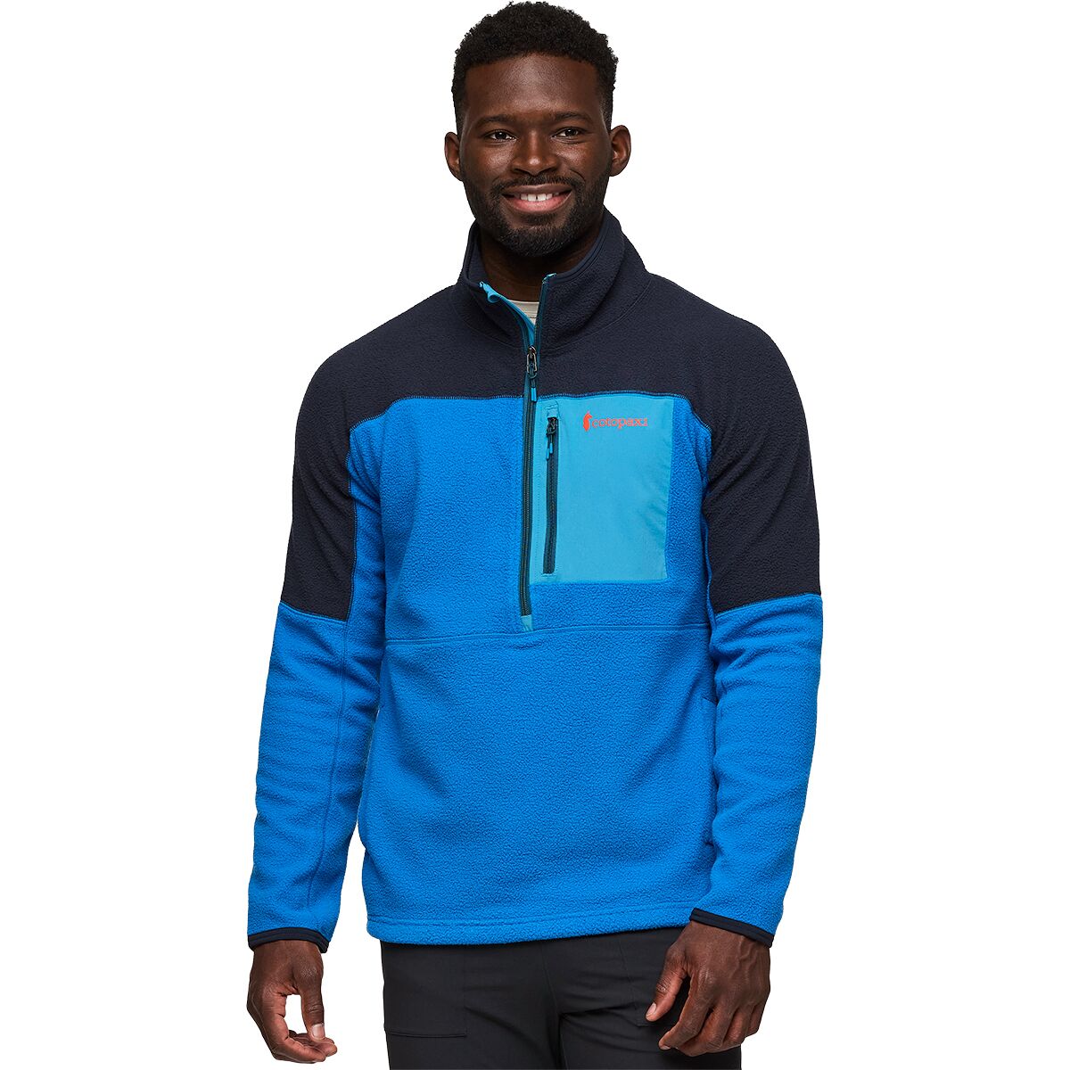 Image of Cotopaxi Abrazo Fleece 1/2-Zip Jacket - Men's Carbon/Atlantic, L