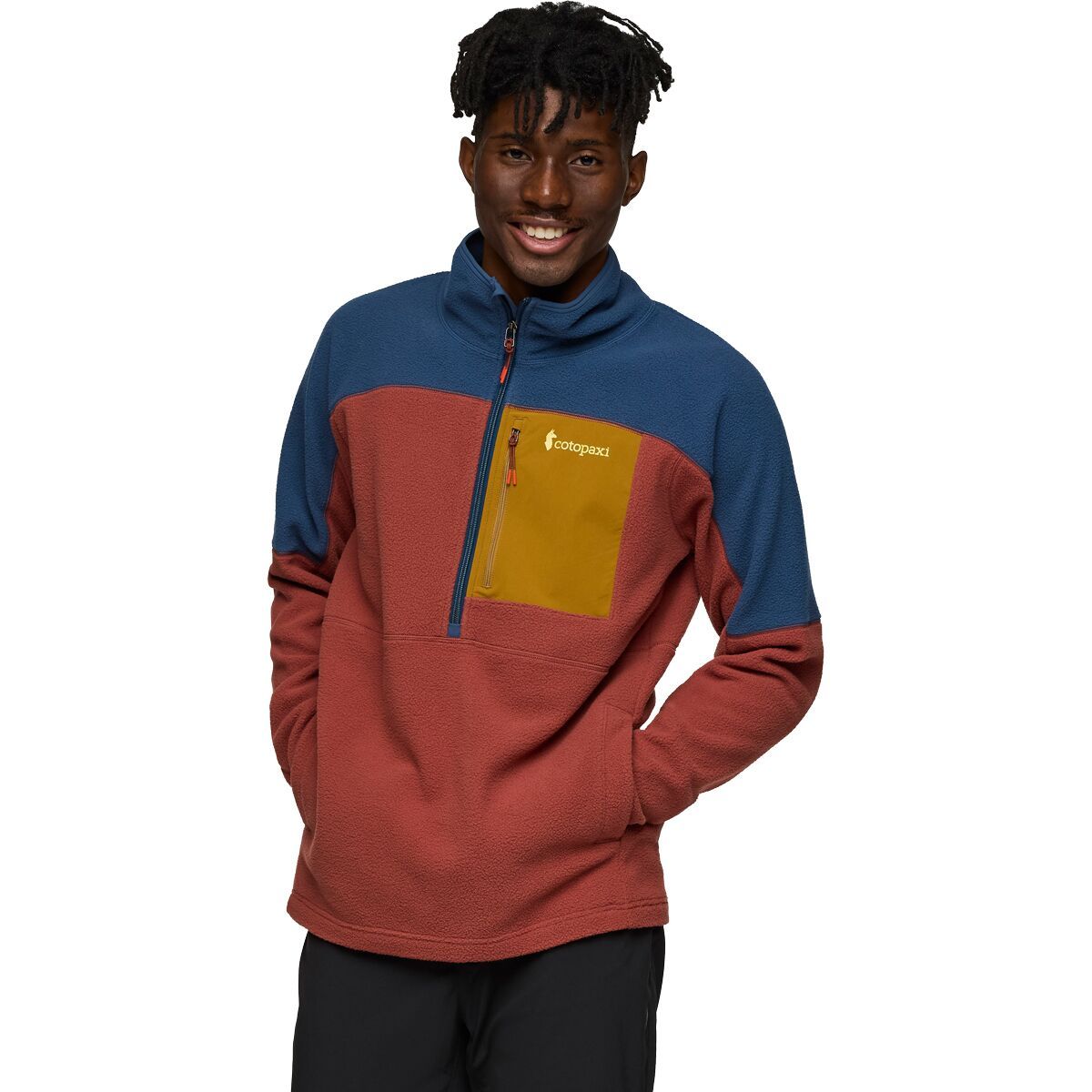 Image of Cotopaxi Abrazo Fleece 1/2-Zip Jacket - Men's Deep Sea/Nutmeg, XXL