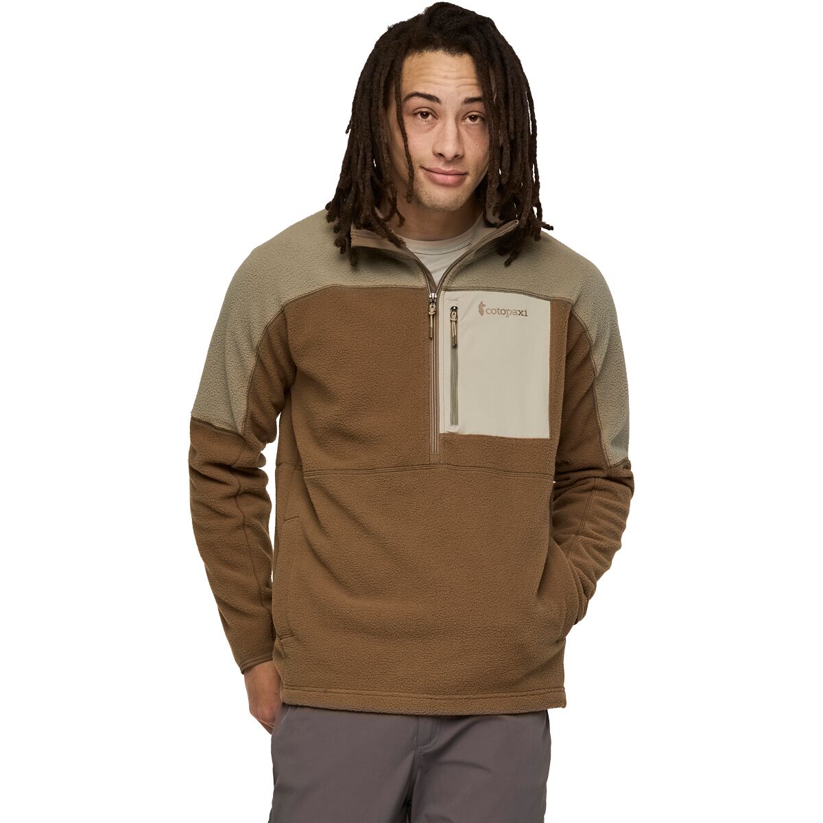 Image of Cotopaxi Abrazo Fleece 1/2-Zip Jacket - Men's Stone/Dune, L
