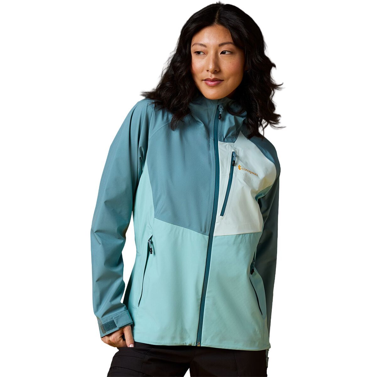 Image of Cotopaxi Impermeo 3L Hooded Shell Jacket - Women's Everglade and Tide Pool, L